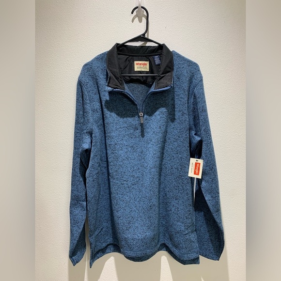 Wrangler Men's 1/4 Zip Pullover Sweater Blue Knit Size M NWT - Picture 2 of 9